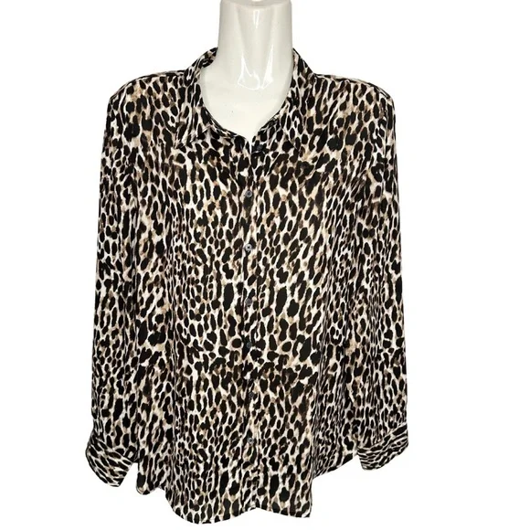 Banana Republic Dillon Classic Fit Long Sleeve Animal Print Medium - Picture 3 of 14